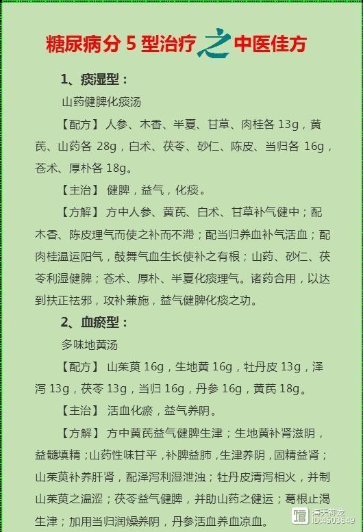 图文：糖尿病分5型治疗之中医佳方